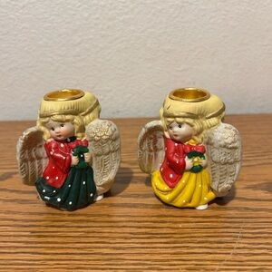 Vintage Angel Candle Holders - Blue, Yellow and Red